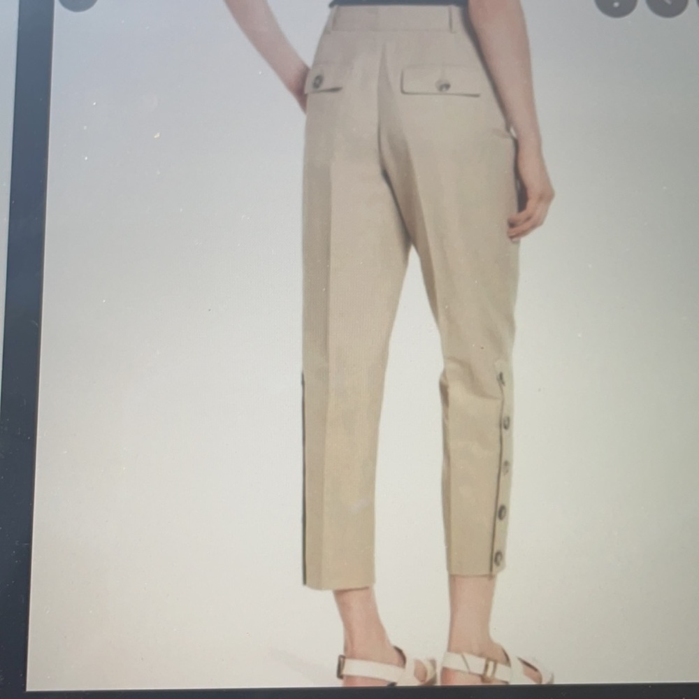 Lewit Button Side Crop Linen Blend Pants - image 1